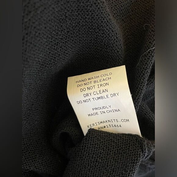 Kerisma Lightweight Semi-Sheer V-Neck Sweater Black w/White Trim M/L - Picture 7 of 7